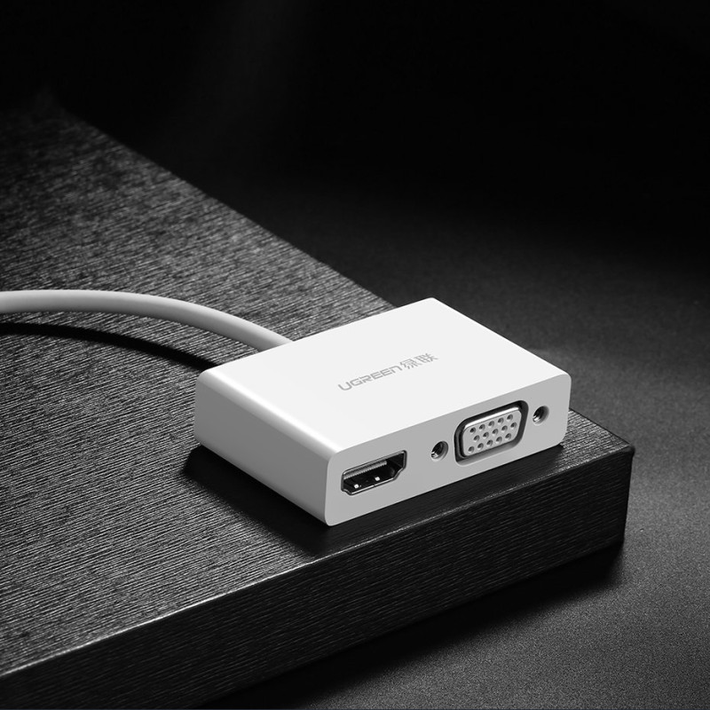 USB-C – HDMI VGA vaizdo konverterio adapteris baltas