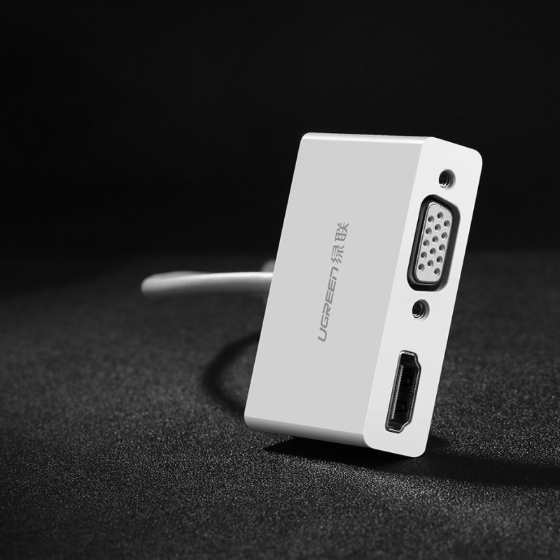 USB-C – HDMI VGA vaizdo konverterio adapteris baltas