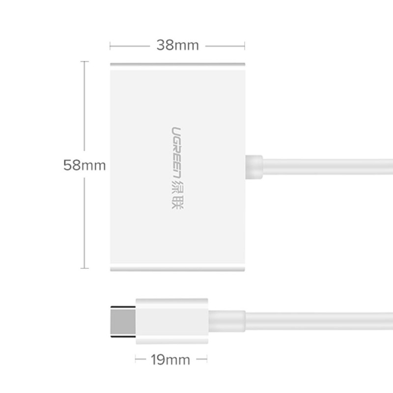 USB-C – HDMI VGA vaizdo konverterio adapteris baltas