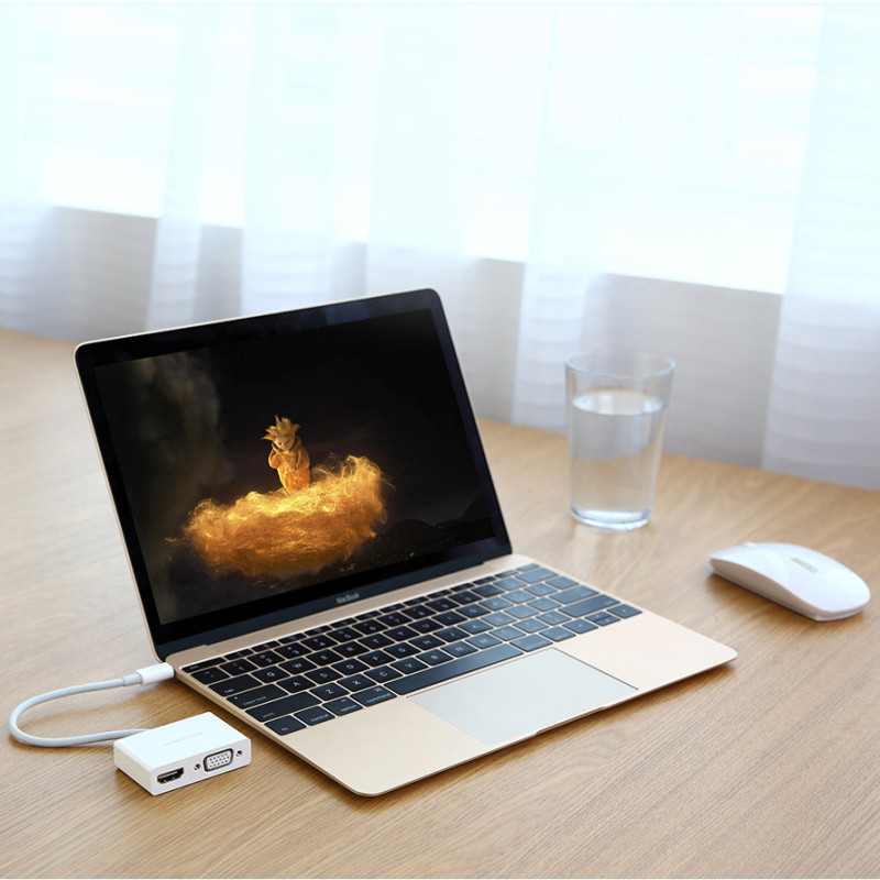 USB-C – HDMI VGA vaizdo konverterio adapteris baltas