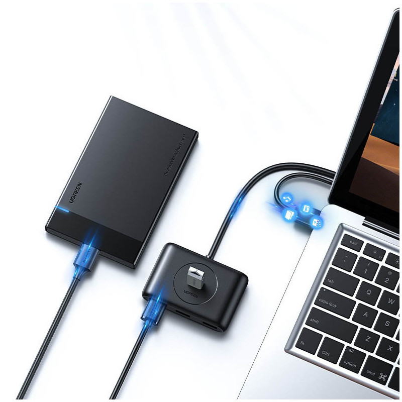 Daugiafunkcis HUB USB prievado skirstytuvas – 4x USB 3.0 1m baltas