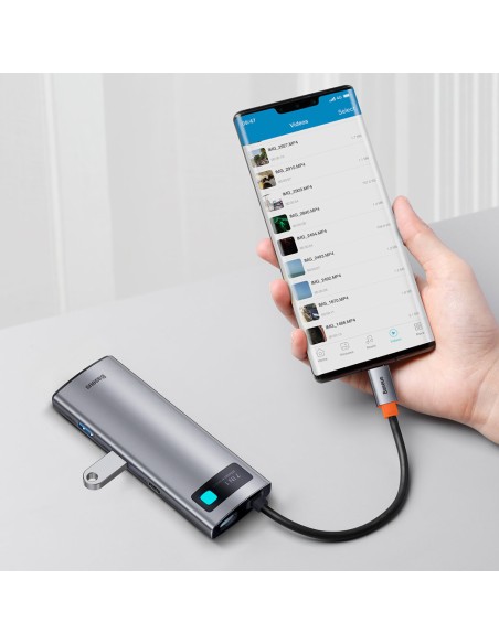 Daugiafunkcis HUB USB 7in1 C tipo HDMI TF PD kortelių skaitytuvas pilkas Daugiafunkcis HUB USB 7in1 C tipo HDMI TF PD kortelių skaitytuvas pilkas