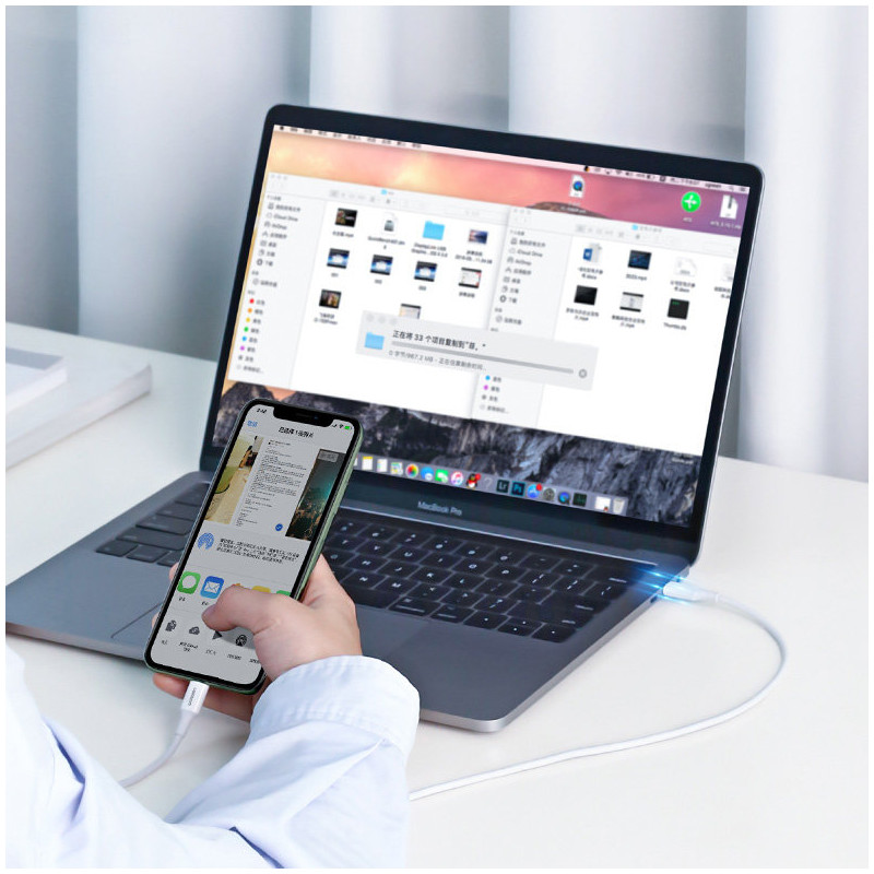 Kabelis iPhone MFi USB-C - Lightning 20W 3A 0,5m baltas