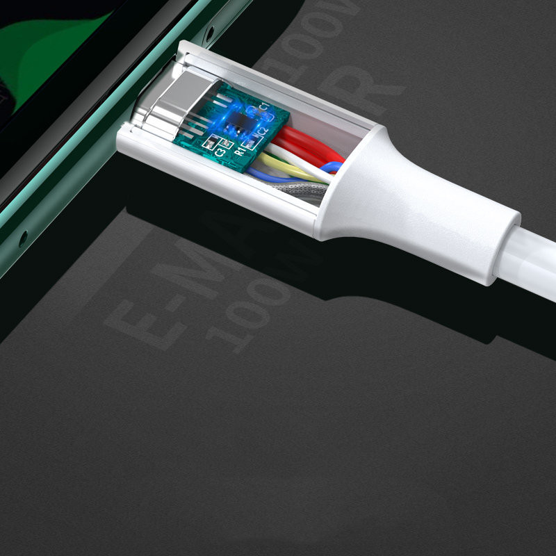 USB-C 5A greito įkrovimo PD QC laidas 2m baltas