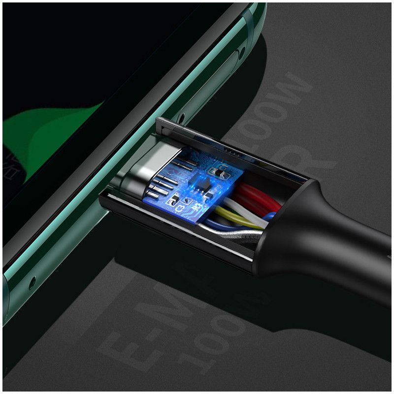 USB-C 5A greito įkrovimo PD QC laidas 2m baltas