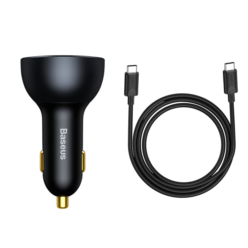 Greitas USB automobilinis įkroviklis USB-C 160W PPS Quick Charge 5 PD pilka
