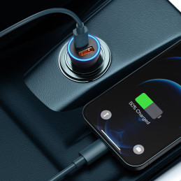 
Golden Contactor Max USB + USB-C 60W QC greitas automobilinis įkroviklis, tamsiai pilka
