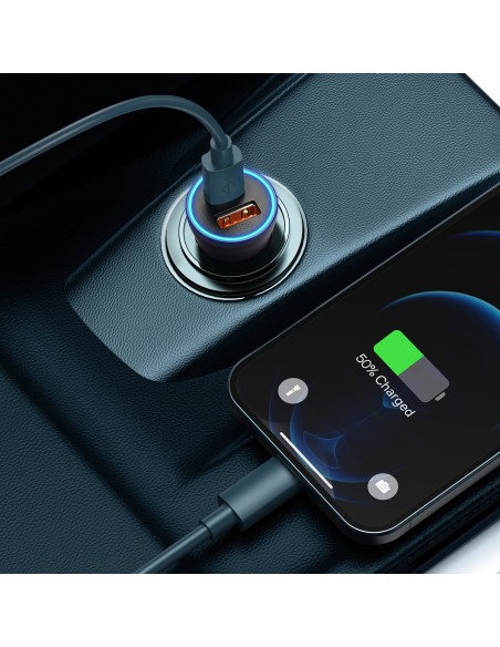 
Golden Contactor Max USB + USB-C 60W QC greitas automobilinis įkroviklis, tamsiai pilka
