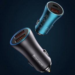 
Golden Contactor Max USB + USB-C 60W QC greitas automobilinis įkroviklis, tamsiai pilka
