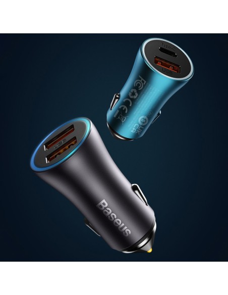 
Golden Contactor Max USB + USB-C 60W QC greitas automobilinis įkroviklis, tamsiai pilka
