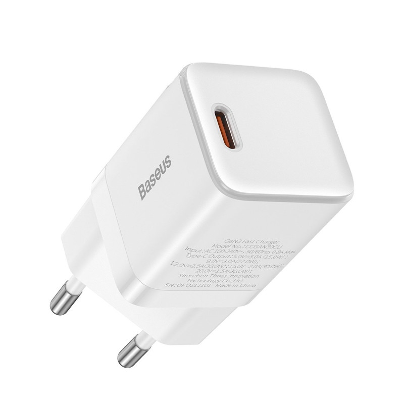 
GaN3 greitas įkroviklis USB-C laidui 30W baltas
