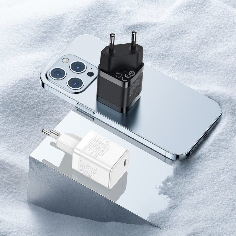 GaN3 greitas įkroviklis USB-C laidui 30W baltas