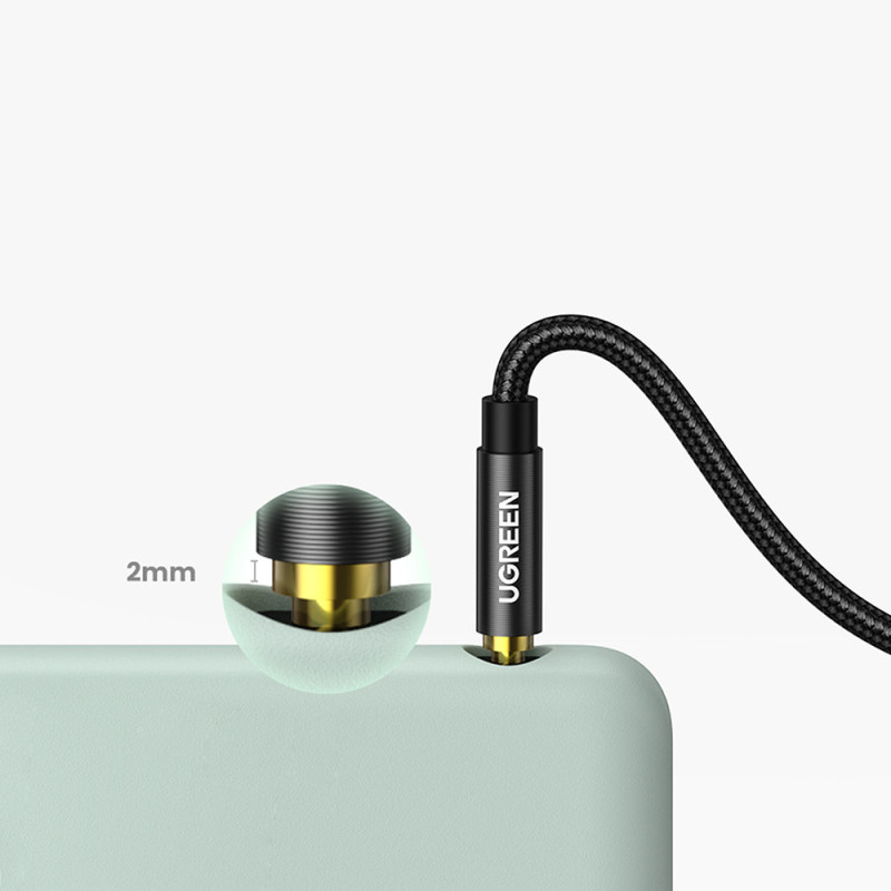Kampinis šoninis laidas AUX garso kabelis 2x mini lizdas 3,5 mm 1m mėlynas
