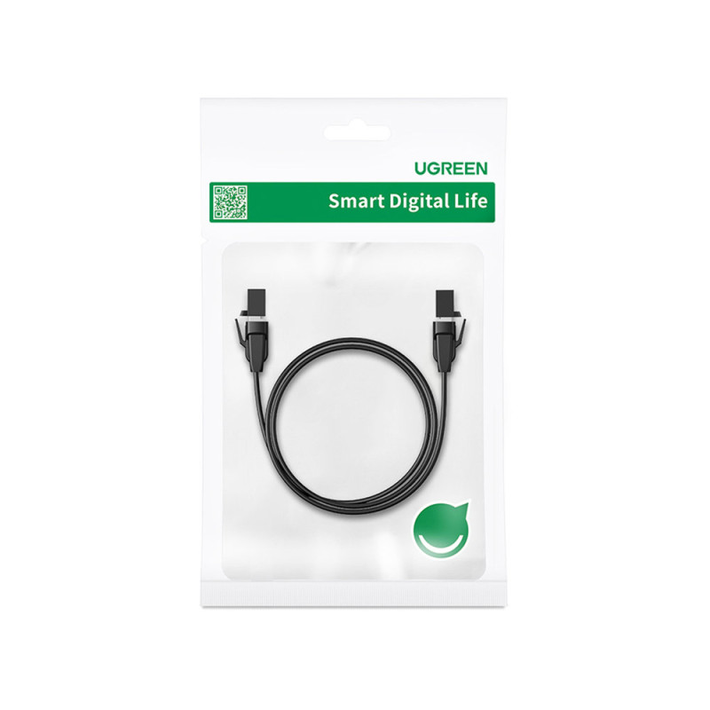 Plokščias kabelis LAN Ethernet Cat.8 U/ FTP pataisos laidas 2m juodas