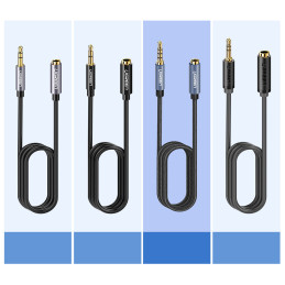 
Prailginimo kabelio garso adapteris AUX mini lizdas 3,5 mm 1,5 m mėlynas
