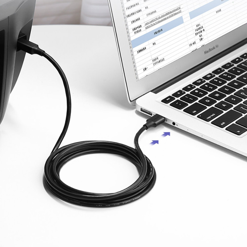 USB tipo B kabelis spausdintuvo kištukui - USB 2.0 kištukas 480Mbps 2m juodas