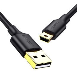 
Kabelis 5 kontaktų paauksuotas USB - mini USB laidas 0,25 m, juodas
