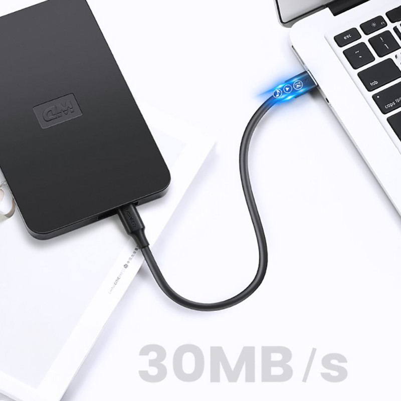 Kabelis 5 kontaktų paauksuotas USB - mini USB laidas 0,25 m, juodas