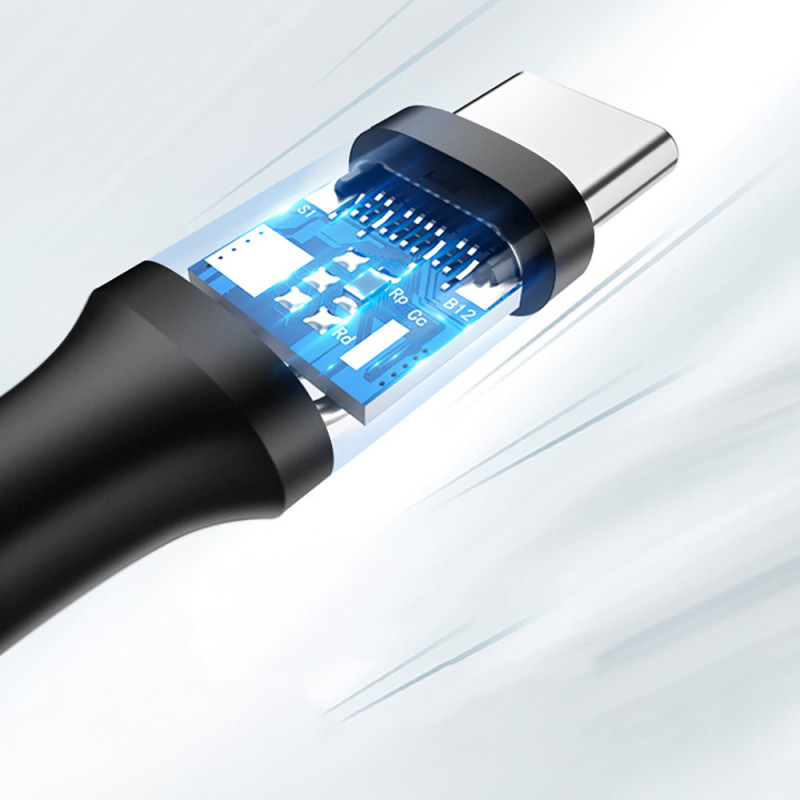 USB – USB-C Quick Charge 3.0 3A 0,25 m adapterio laidas, juodas