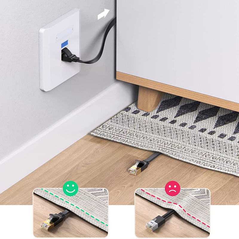 Plokščiasis LAN RJ45 Ethernet Cat pataisos laidas. 6 0,5m juodas