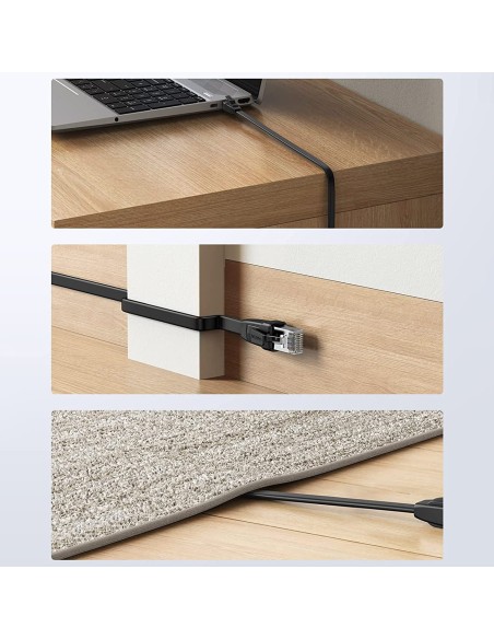 
Plokščias RJ45 Ethernet kat. Kat. LAN pataisos laidas. 6 8m juodas

