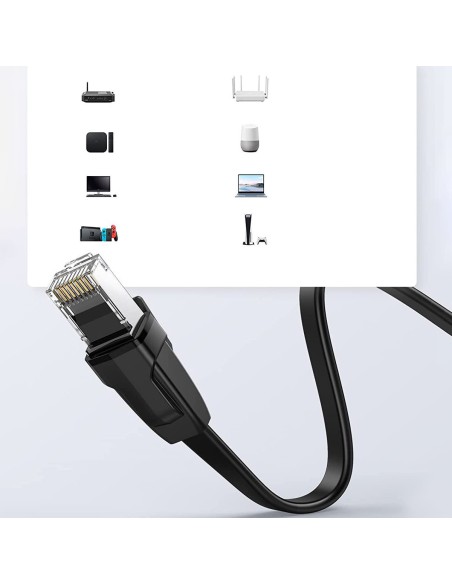 
Plokščias RJ45 Ethernet kat. Kat. LAN pataisos laidas. 6 8m juodas

