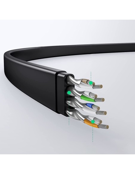 
Plokščias RJ45 Ethernet kat. Kat. LAN pataisos laidas. 6 8m juodas
