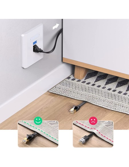 
Plokščias RJ45 Ethernet kat. Kat. LAN pataisos laidas. 6 10m juoda
