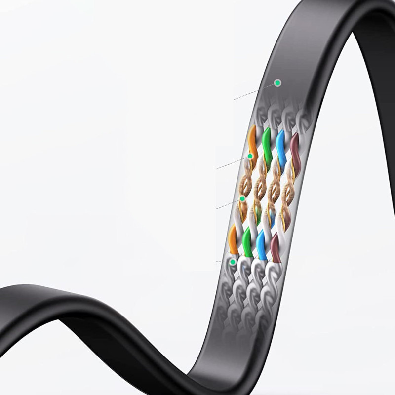 
Plokščias RJ45 Ethernet kat. Kat. LAN pataisos laidas. 6 10m juoda
