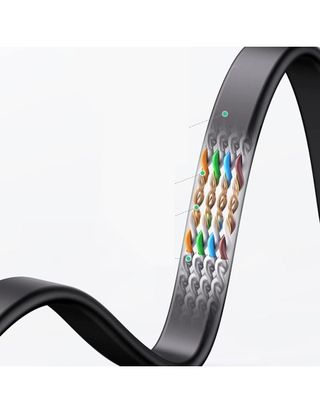 
Plokščias RJ45 Ethernet kat. Kat. LAN pataisos laidas. 6 10m juoda
