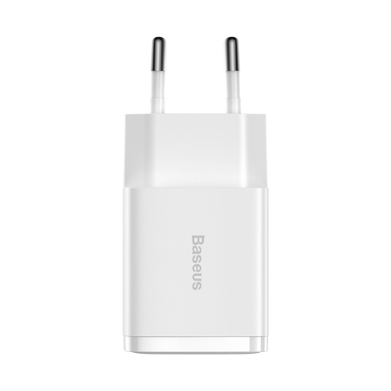 Mažas kompaktiškas 2x USB 10.5W sieninis įkroviklis, baltas