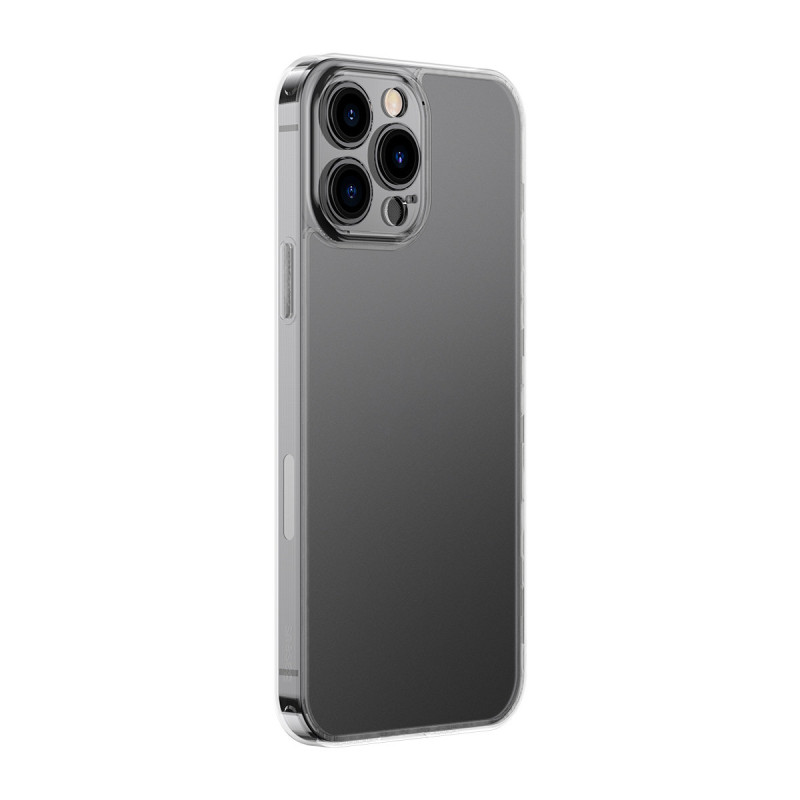 Dėklo dangtelis skirtas iPhone 13 Pro Max, standus korpusas su skaidriu gelio rėmu