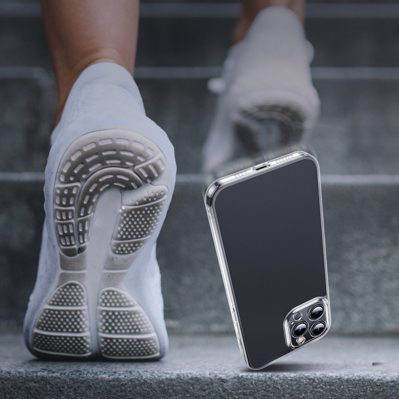 Dėklo dangtelis skirtas iPhone 13 Pro Max, standus korpusas su skaidriu gelio rėmu