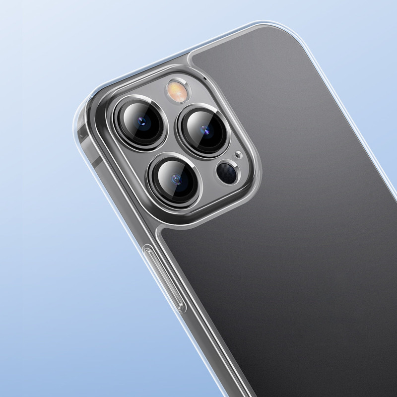 Dėklo dangtelis skirtas iPhone 13 Pro Max, standus korpusas su skaidriu gelio rėmu