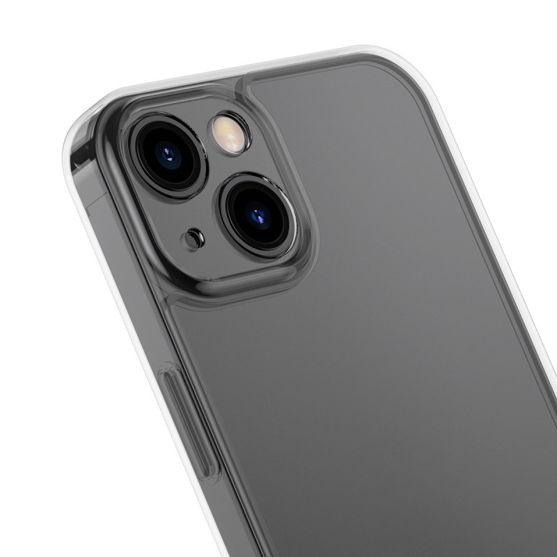 Dėklo dangtelis skirtas iPhone 13, standus korpusas su gelio rėmeliu, juodas