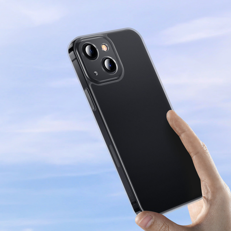 Dėklo dangtelis skirtas iPhone 13, standus korpusas su gelio rėmeliu, juodas