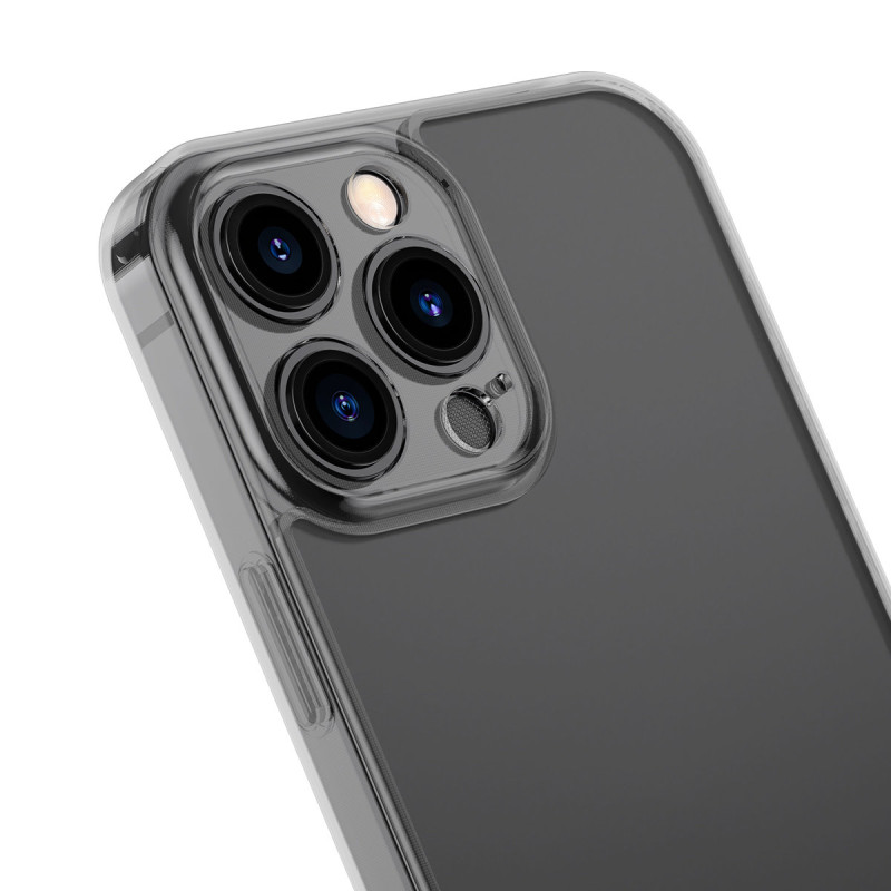 Dėklo dangtelis skirtas iPhone 13 Pro Max, standus korpusas su gelio rėmeliu, juodas