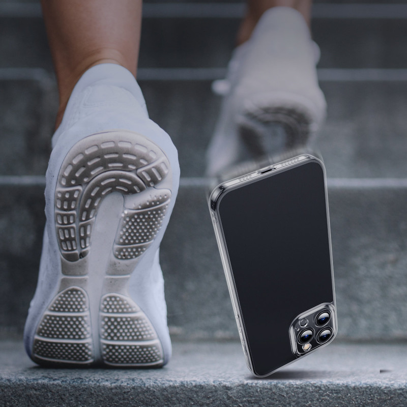 Dėklo dangtelis skirtas iPhone 13 Pro Max, standus korpusas su gelio rėmeliu, juodas