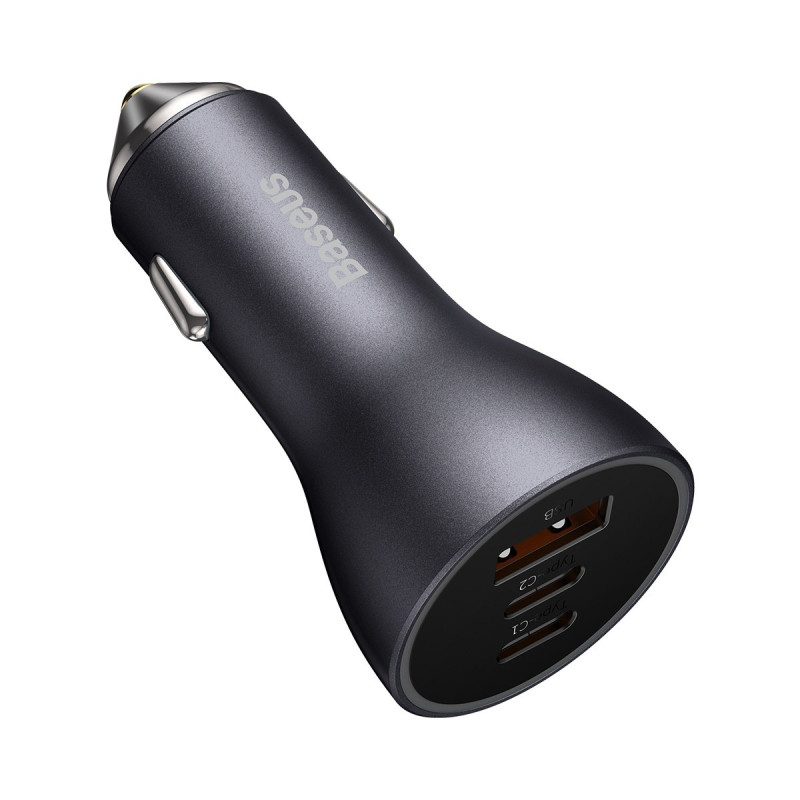 Golden Contactor Pro USB + 2x USB-C 65W automobilinis įkroviklis, tamsiai pilkas