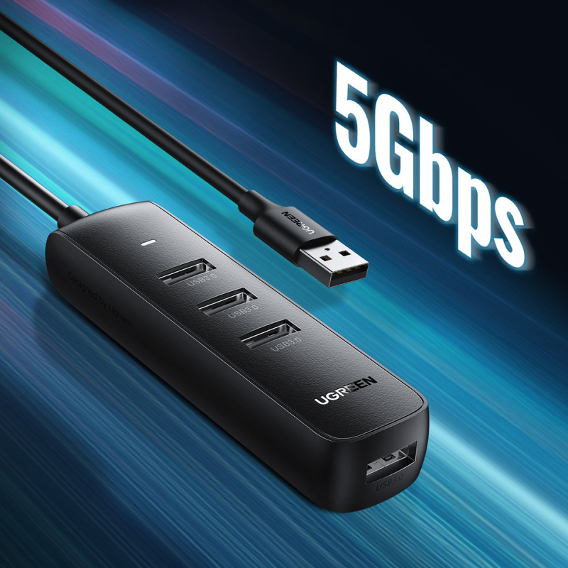HUB USB-A prievado skirstytuvas – 4x USB 3.2 Gen 1 juodas