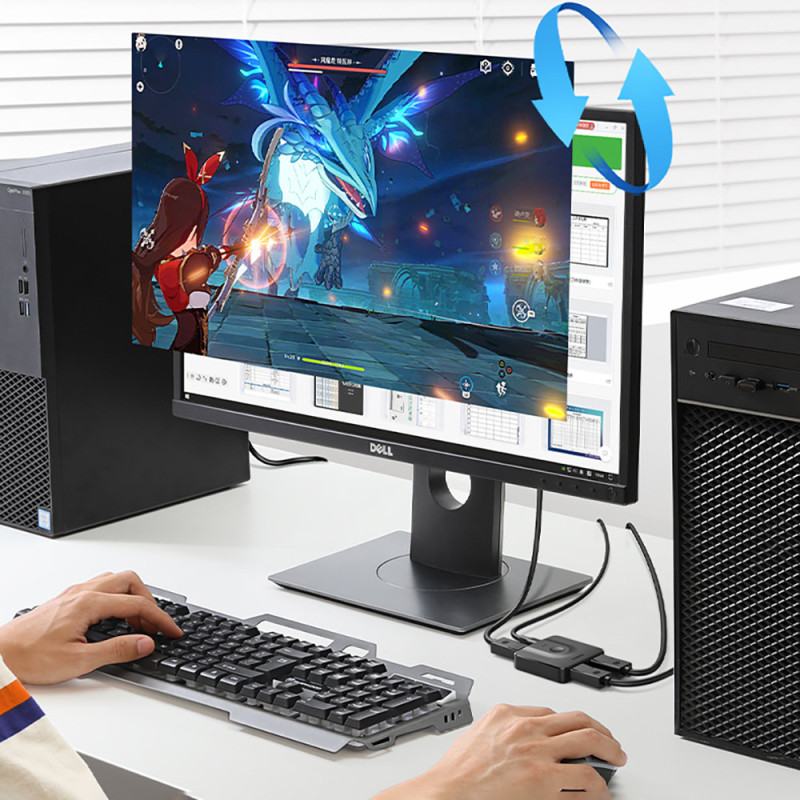 2x DisplayPort įvestis ir 1x DisplayPort išvesties jungiklis 4K 1080p juoda