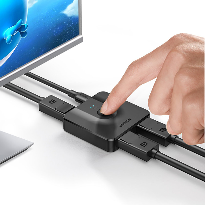 2x DisplayPort įvestis ir 1x DisplayPort išvesties jungiklis 4K 1080p juoda