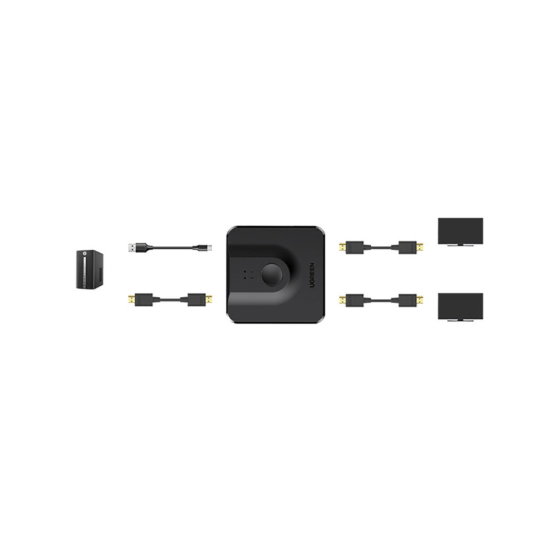 2x DisplayPort įvestis ir 1x DisplayPort išvesties jungiklis 4K 1080p juoda