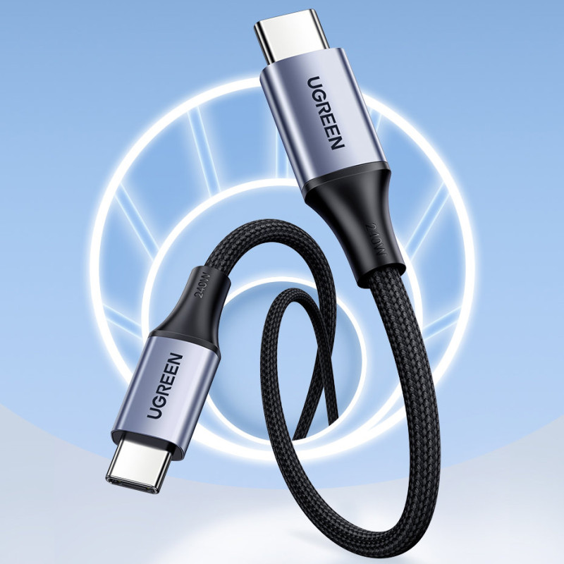 Pintas kabelis USB-C maitinimo tiekimas 240W 5A 2m pilka