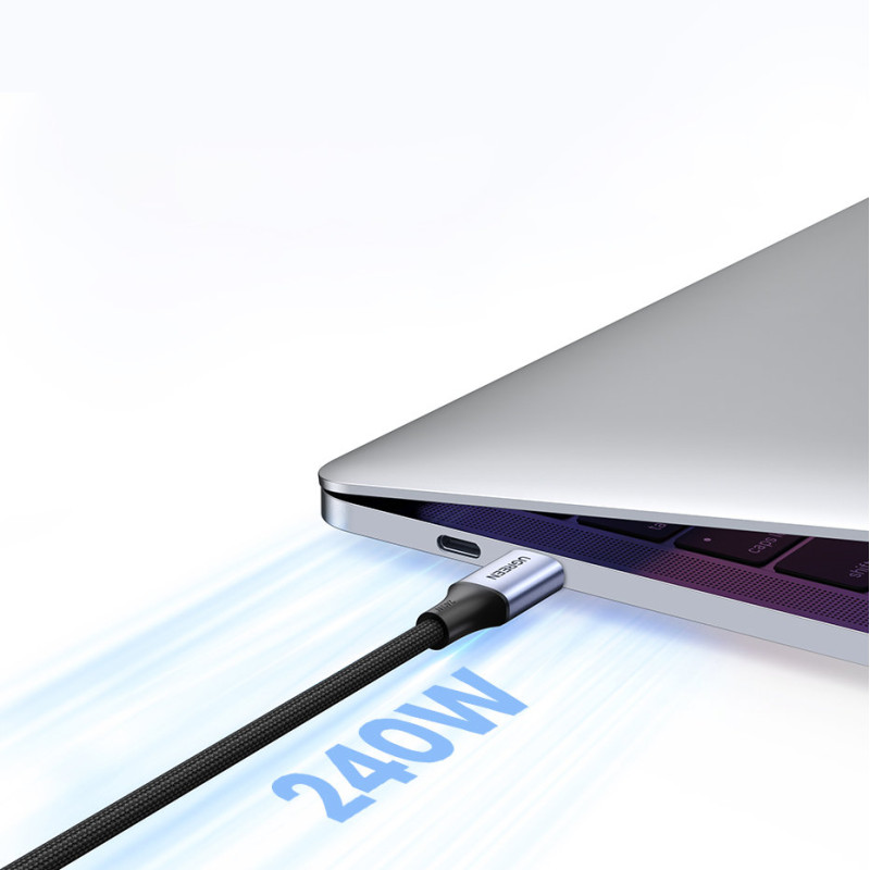 Pintas kabelis USB-C maitinimo tiekimas 240W 5A 2m pilka