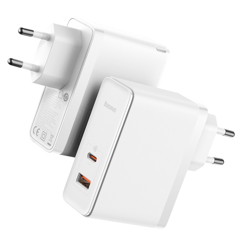 Greitas GaN5 Pro USB-C universalus sieninis įkroviklis USB 100W PD QC AFC Baltas