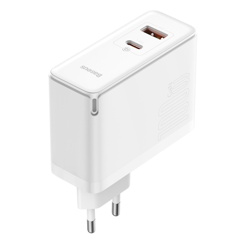 Greitas GaN5 Pro USB-C universalus sieninis įkroviklis USB 100W PD QC AFC Baltas