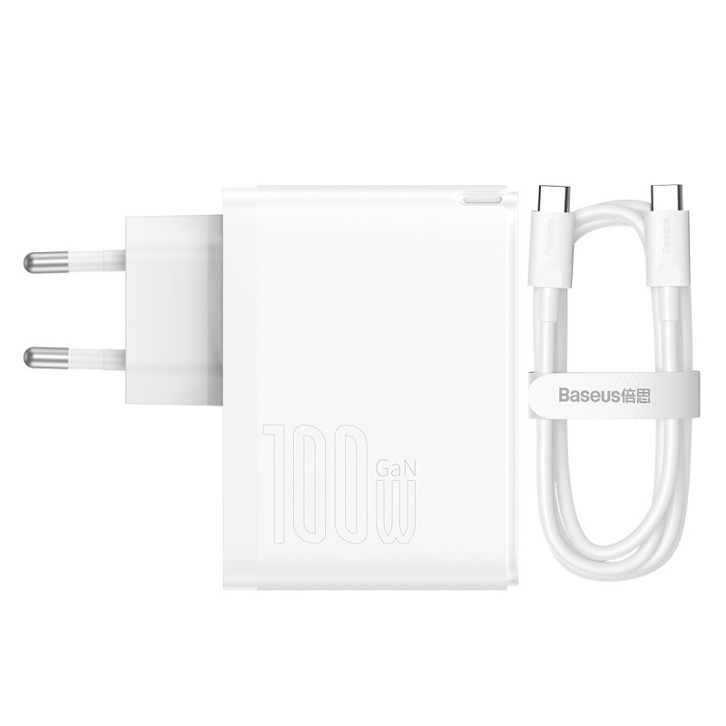 Greitas GaN5 Pro USB-C universalus sieninis įkroviklis USB 100W PD QC AFC Baltas