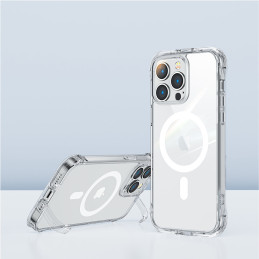 
Magnetinis dėklas iPhone 14 Pro Max, šarvuotas dangtelis su kabliukais ir permatomu stovu
