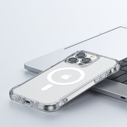 
Magnetinis dėklas iPhone 14 Pro Max, šarvuotas dangtelis su kabliukais ir permatomu stovu
